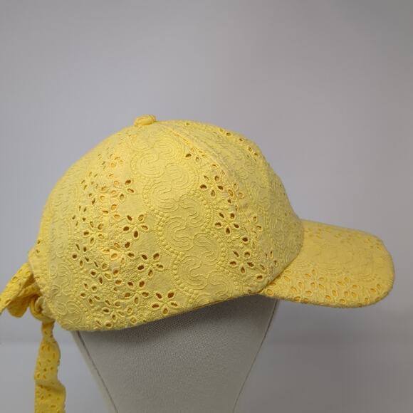 Flower Tied Baseball Cap Yellow One Size Adjustable Blank Cotton Vince Camuto - Picture 5 of 10